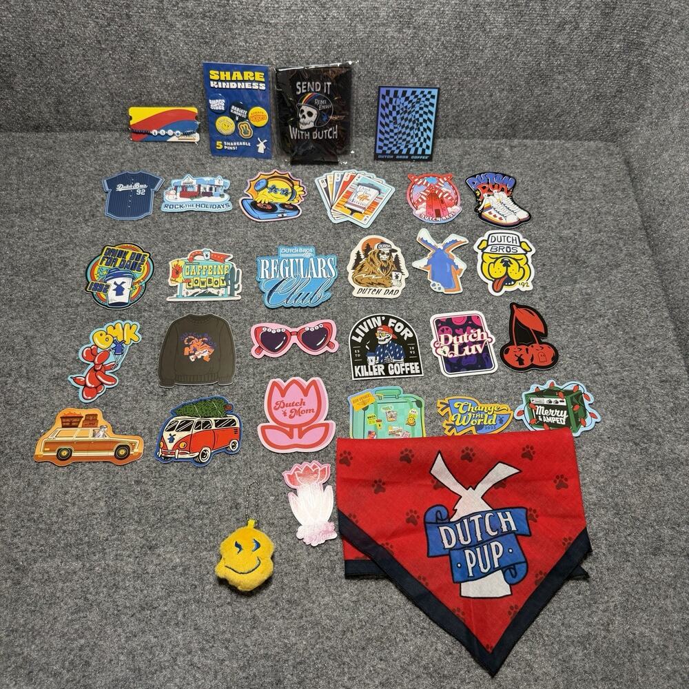 Dutch Bros Sticker Lot of 26 Stickers & Merch Drop Accessories & RARE Items